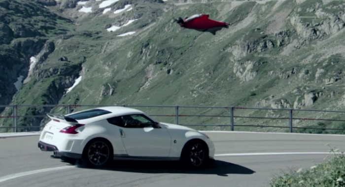 Sponsored  Video: Nissan 370Z Nismo vs Wingsuit