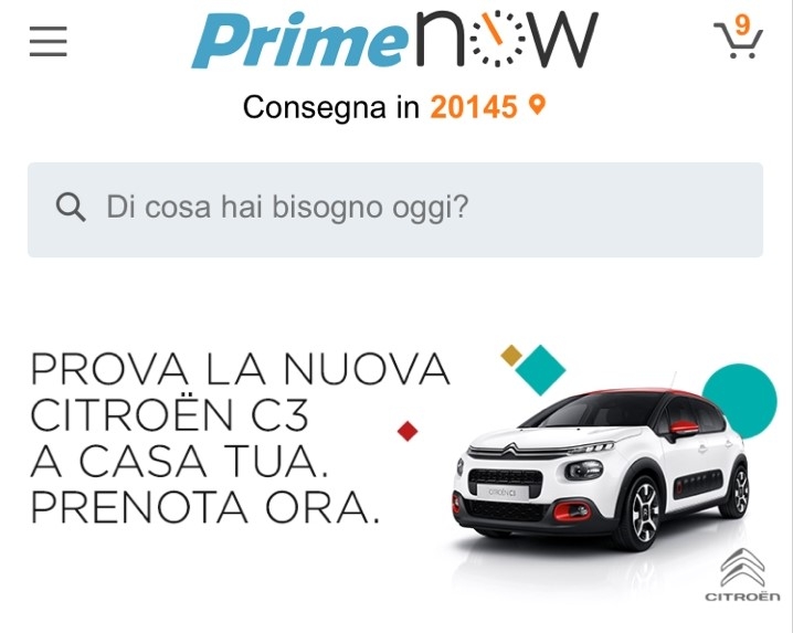 Su Amazon Prime Now test drive della nuova Citroën C3