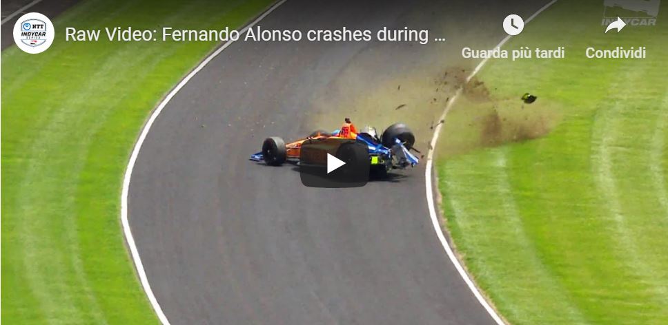 Incidente Alonso 500 Miglia di Indianapolis