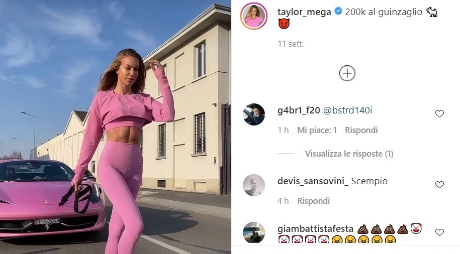 Taylor Mega sfoggia su Instagram la sua Ferrari 458…rosa [VIDEO]