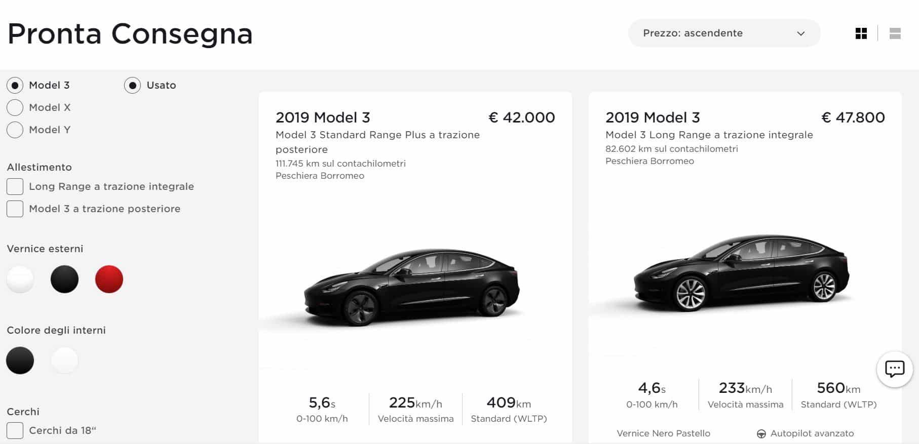 Tesla ha creato la piattaforma ufficiale per auto usate e in pronta consegna