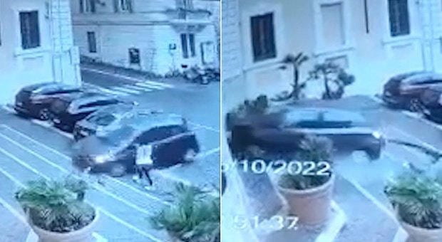 Tragedia sfiorata a Roma: auto si schianta contro Palazzo Cimarra