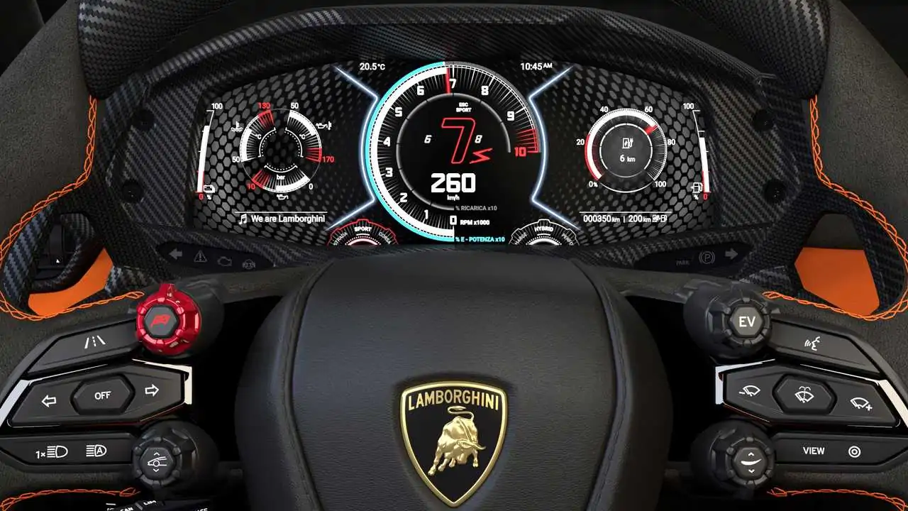 Interni Lamborghini ibrida: al volante della nuova V12